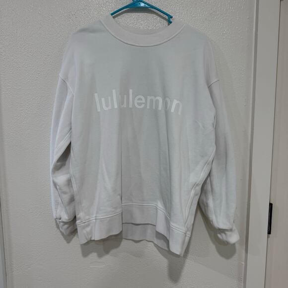 Lululemon Perfectly Oversized Graphic Crewneck Spellout White Size 4 - Picture 2 of 6